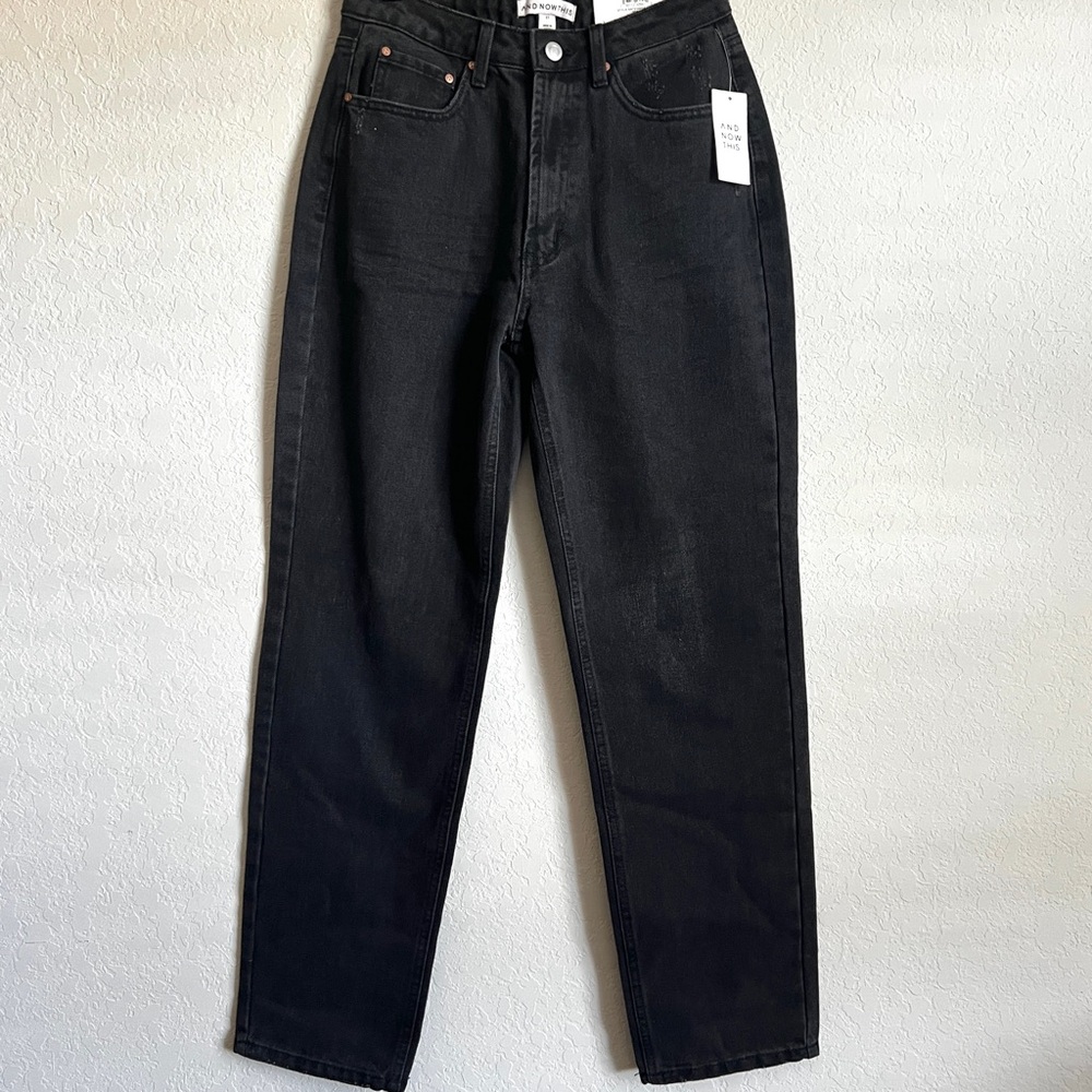 AND NOW THIS Black Ultra High Rise Jeans 90’s Inspired Fit Straight Leg … - Picture 6 of 10